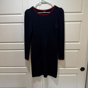 Club Monaco Knit Dress Long Sleeve Ribbed Trim Casual‎ Dress Small